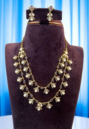 Beautiful double step necklace with morganite stones- lavender beads pairing with beautiful earrings